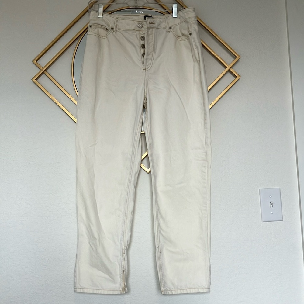 House of Harlow Cream Button-Fly Jeans